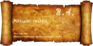 Mátyás Anikó névjegykártya